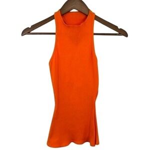 Naked Wardrobe Orange Ribbed Racerback Tank Top Sleeveless Casual Size Small NWT